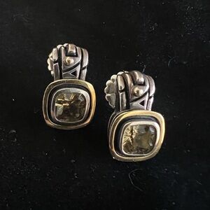 John Atencio Citrine earrings in sterling silver and 18k yellow gold